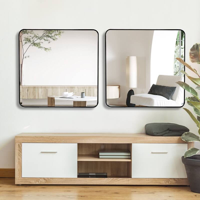 36in x 36in Inch Metal Framed Square Bathrrom Mirror for Wall