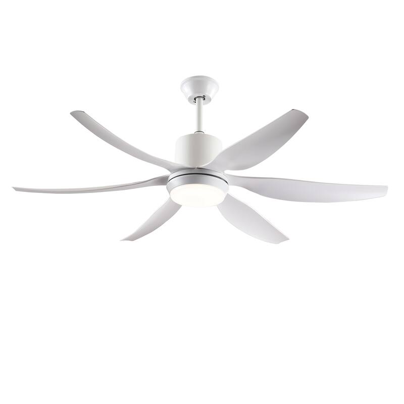 6 PCS ABS Blades 56 Ceiling Fan With Light Kit 3 Color LED Light Source, DC 6 Speed ,Remote Control Ceiling Fan