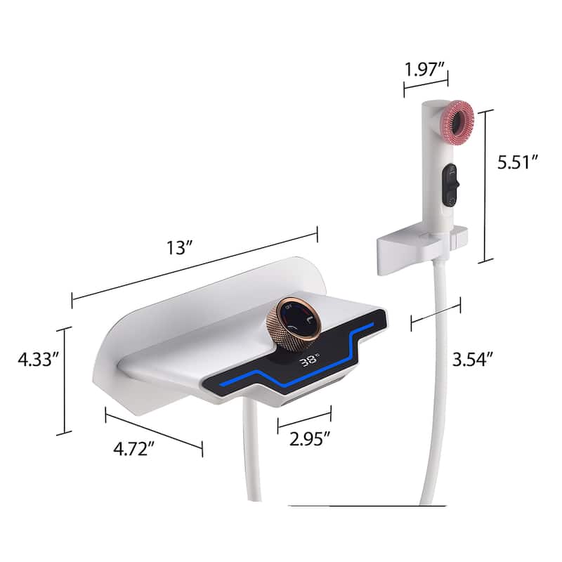 Modern Matte Black/ White Wall Mount Digital Display Bathroom Faucet includes Hardware