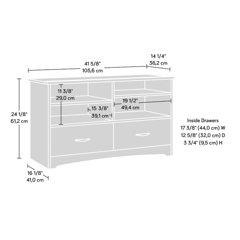 Wood TV Stand for TVs up to 46" with Adjustable Shelves, Brown - 41.58" W x 16.14" D x 24.21" H