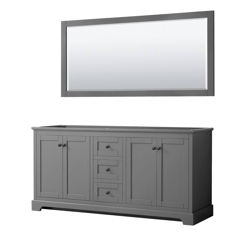 Wyndham Collection Avery 72" Double Free Standing Vanity Cabinet - - Dark Gray / Matte Black Hardware