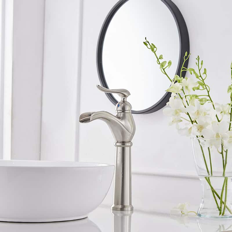 Brushed Nickel Vessel Sink Faucet Bathroom Faucet Drain with Assembly