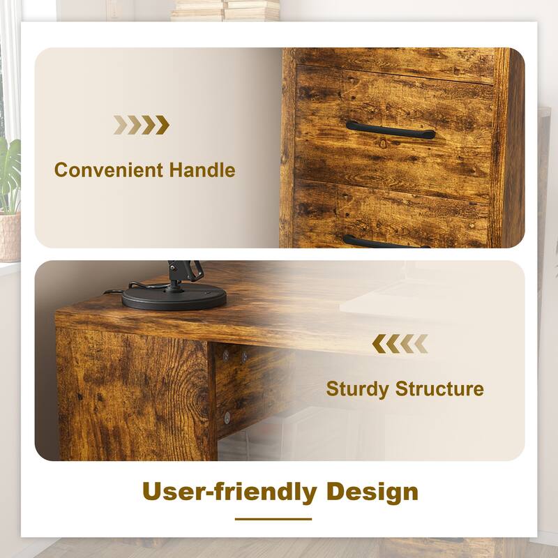 Computer Desk with 4-in-1 Socket