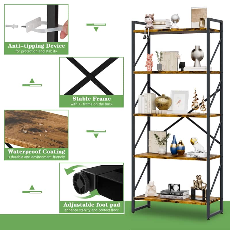 Futzca 5 Tier Storage Bookshelf