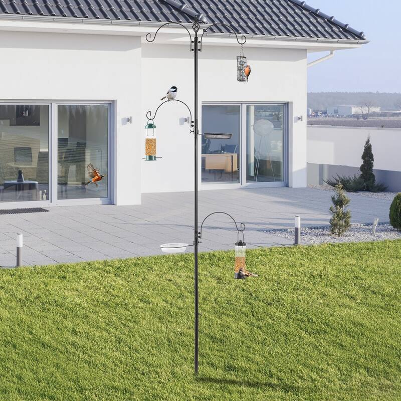 Deluxe Bird Feeding Station Kit with 4 Hooks Suet Cage Mesh Tray and Water Bowl Adjustable Rust Resistant