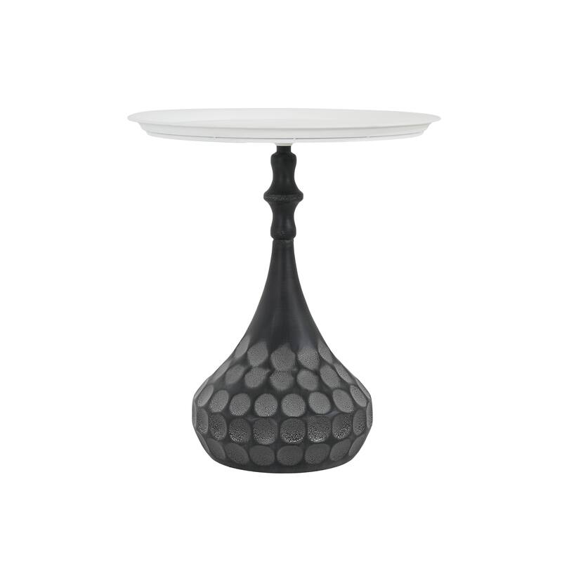 Accent Metal Coffee Table, Pedestal Table for Living Room, Hand-hammered Texture