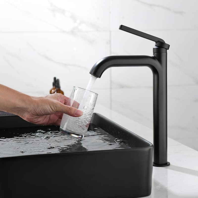 12 in.H Modern Matte Black/ Brushed Gold Single Handle Bathroom Faucet includes Hardware