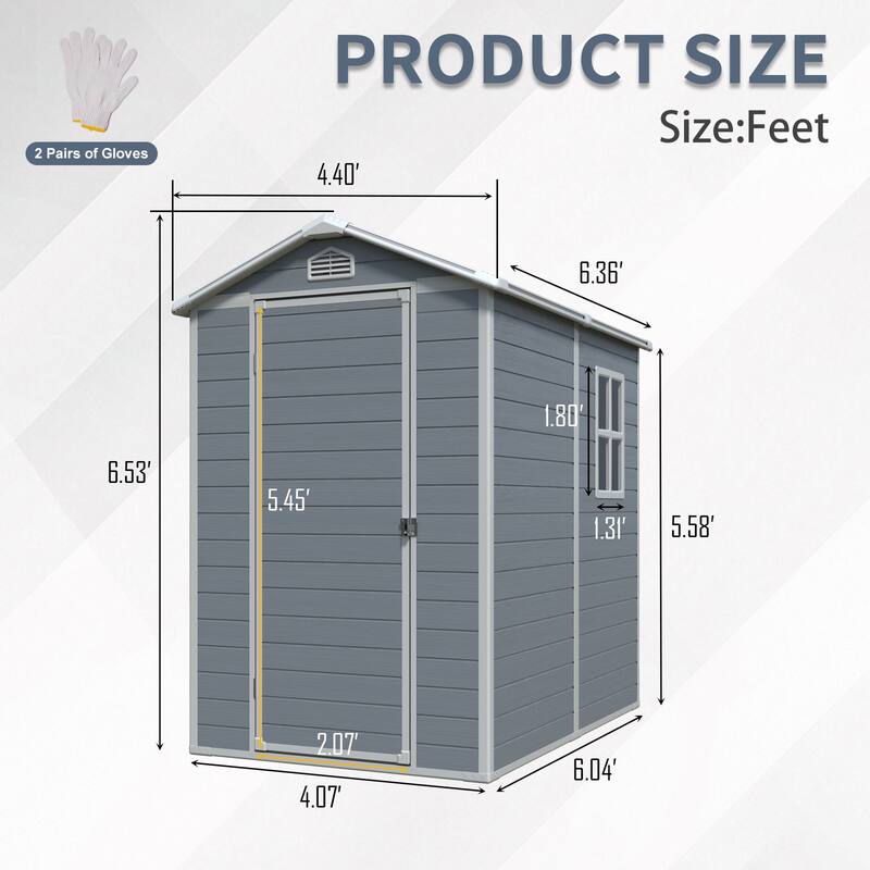 4x6ft Resin Outdoor Storage Shed Kit-Perfect to Store Patio Furniture