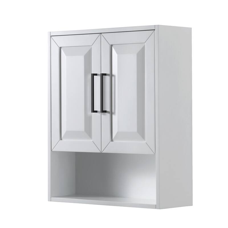 Wyndham Collection Daria 30" MDF Wall Mounted Bathroom Cabinet - White / Matte Black Hardware