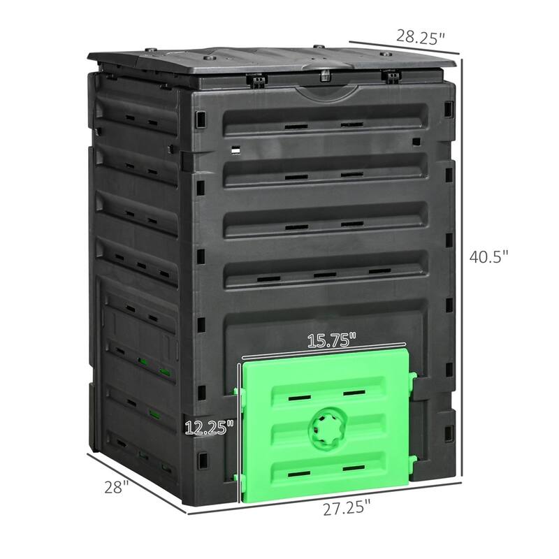 120 Gallon Outdoor Compost Bin Large Garden Tumbler with 80 Air Vents BPA-Free Easy Assemble Black - 27.25" L x 28" W x 40.5" H