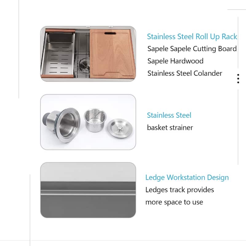 Stainless Steel Drop-In Kitchen Sink with Accessories