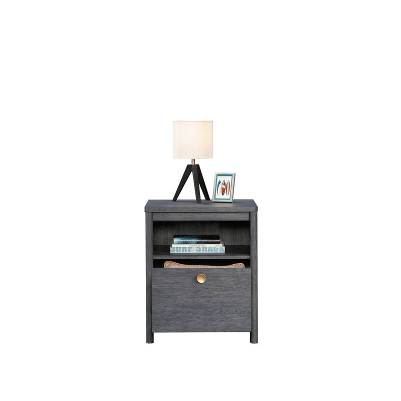 Wood Modern Nightstand with 1 Drawer and Open Shelf, Blue