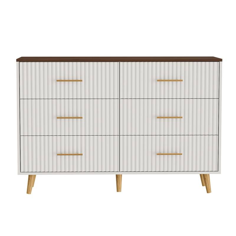 Modern Vertical Stripe 6-Drawer Dresser Multipurpose Storage