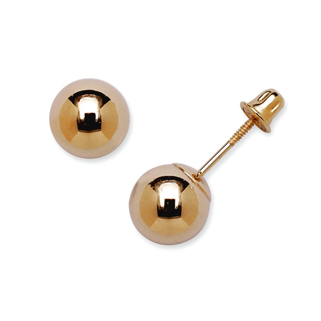 Curata 14k Yellow Gold Polished Ball Screw Back Stud Earrings - 3 mm 4mm 5mm 6mm 7mm 8mm