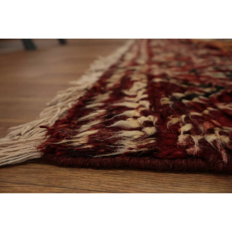 Hand Knotted Oriental 100% Wool Carpet Modern Tribal Red Moroccan Area Rug - 10' 2'' X 8' 2''