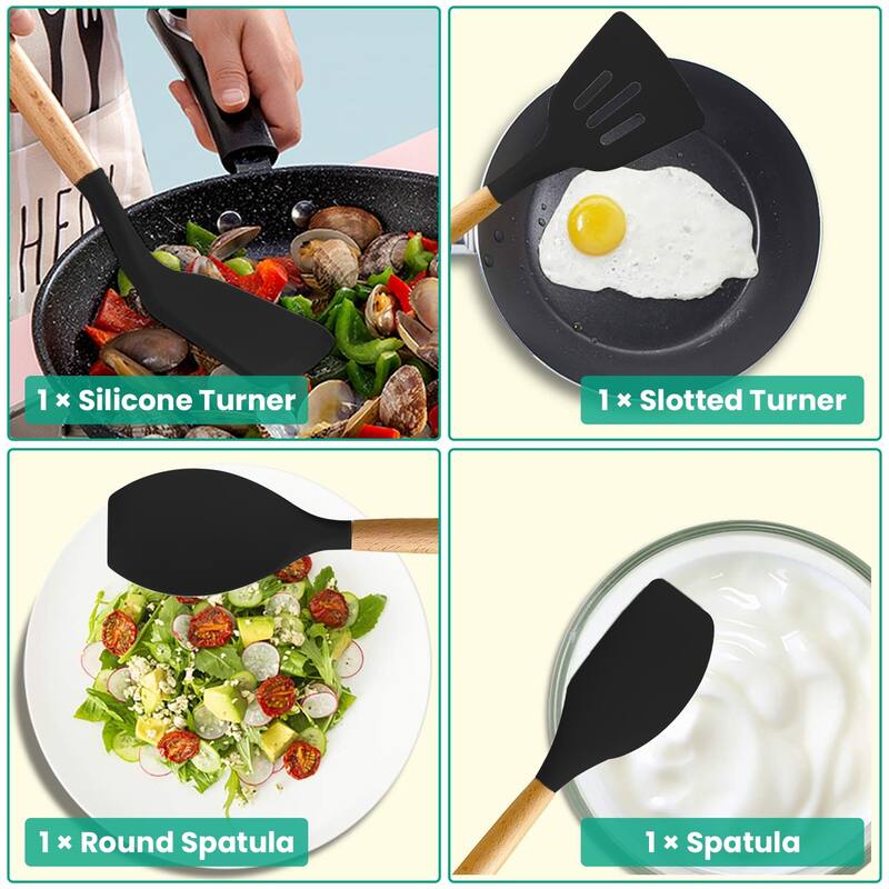 Silicone Stainless Steel 35-Piece Kitchen Utensil Set with Heat Resistant Handles