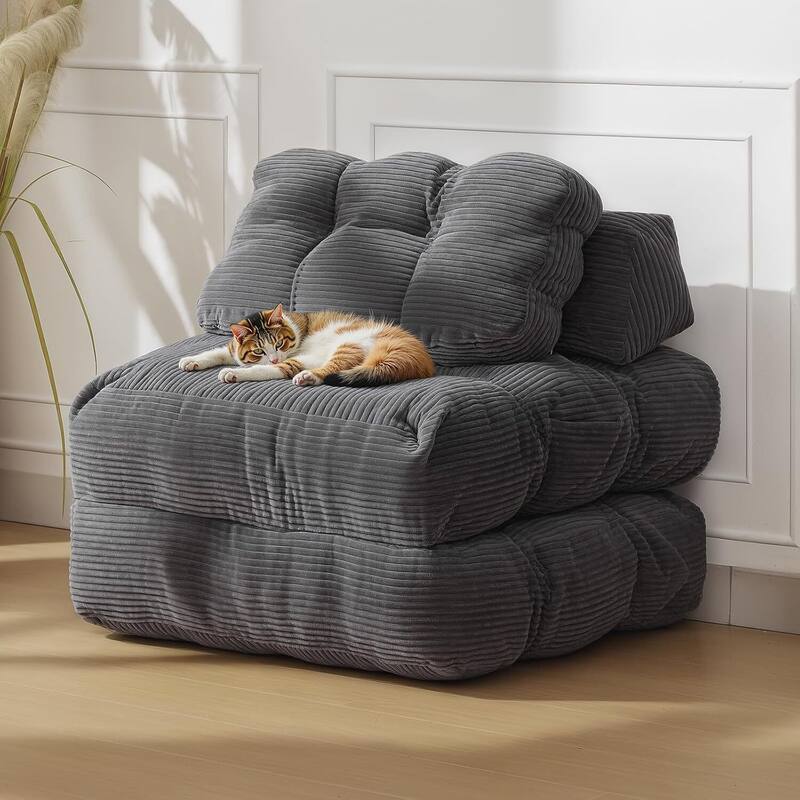 Folding Sofa Bed,Convertible Sleeper Chair with Pillow - Grey