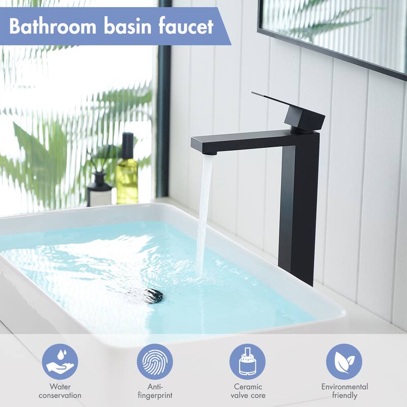 Black Single Handle Bathroom Faucet with Pop-Up Drain