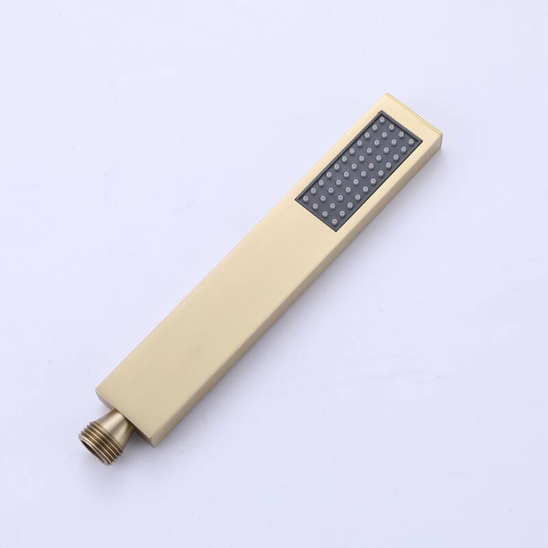 Brushed Gold 1-Spray Square Wall Bar Shower Kit with Hand Shower - 10 inch