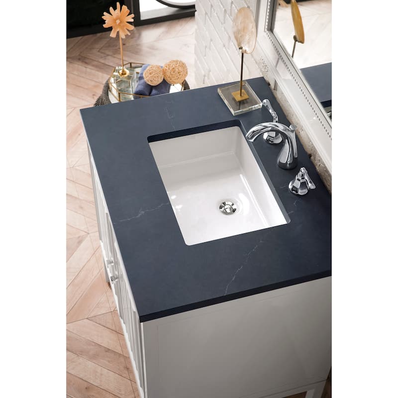 James Martin Vanities Athens 30" Single Vanity Cabinet, Glossy White - Charcoal Soapstone Quartz
