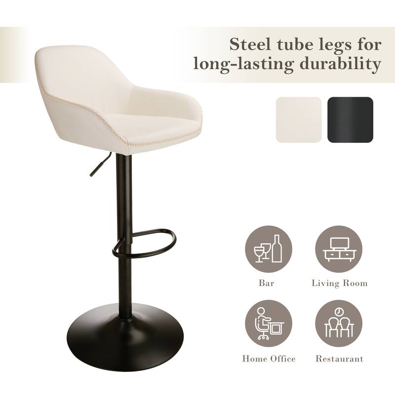 Glitzhome Mid-Century Height Adjustable Faux Leather Swivel Counter Bar Stools