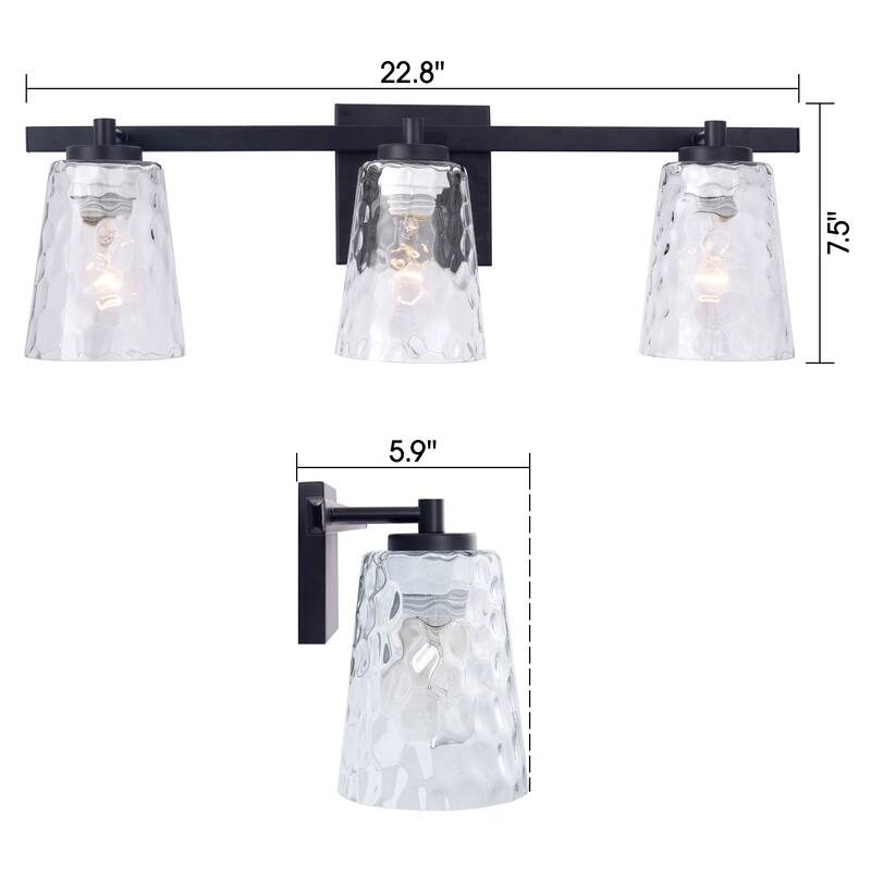 Modern Radiance 3-Light Black Vanity Light - 22.8"L x 5.9"W x 7.5"H