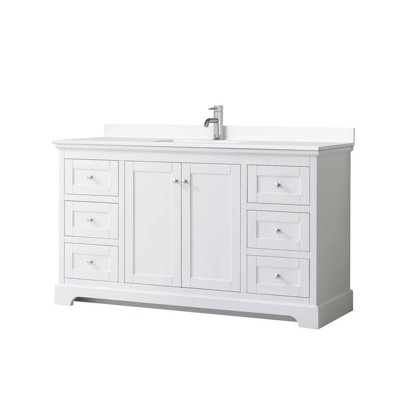 Wyndham Collection Avery 60" Free Standing Single Basin Vanity Set - White / White Cultured Marble Top / Polished