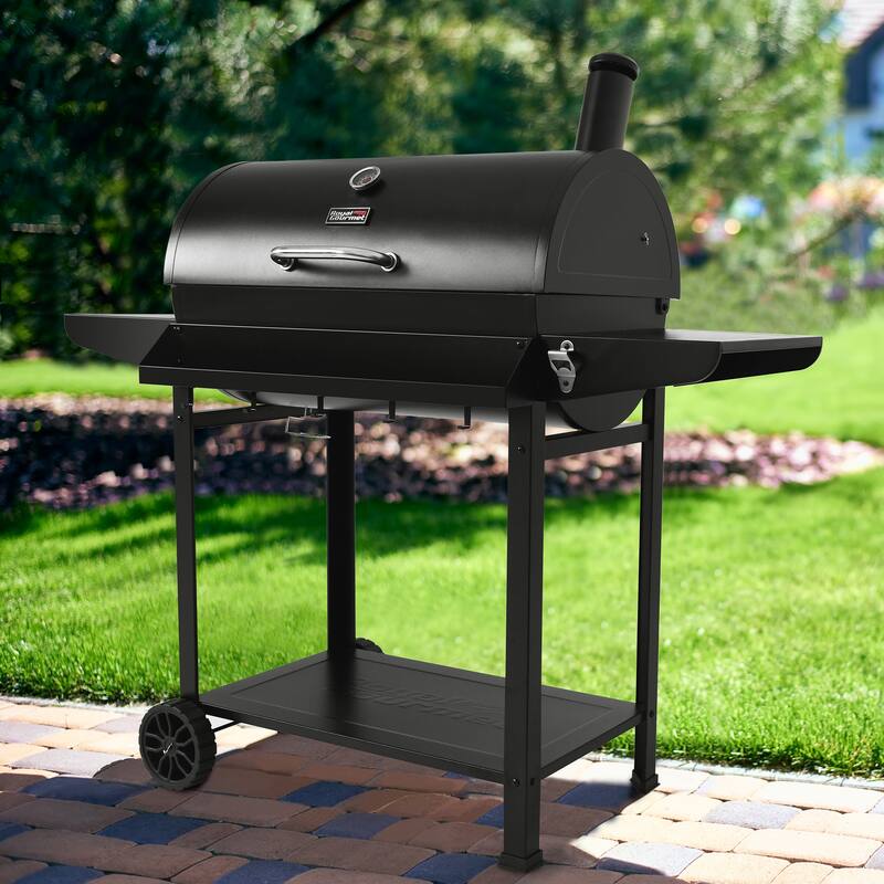 Royal Gourmet Barrel Charcoal Grill with Front Basket, Black