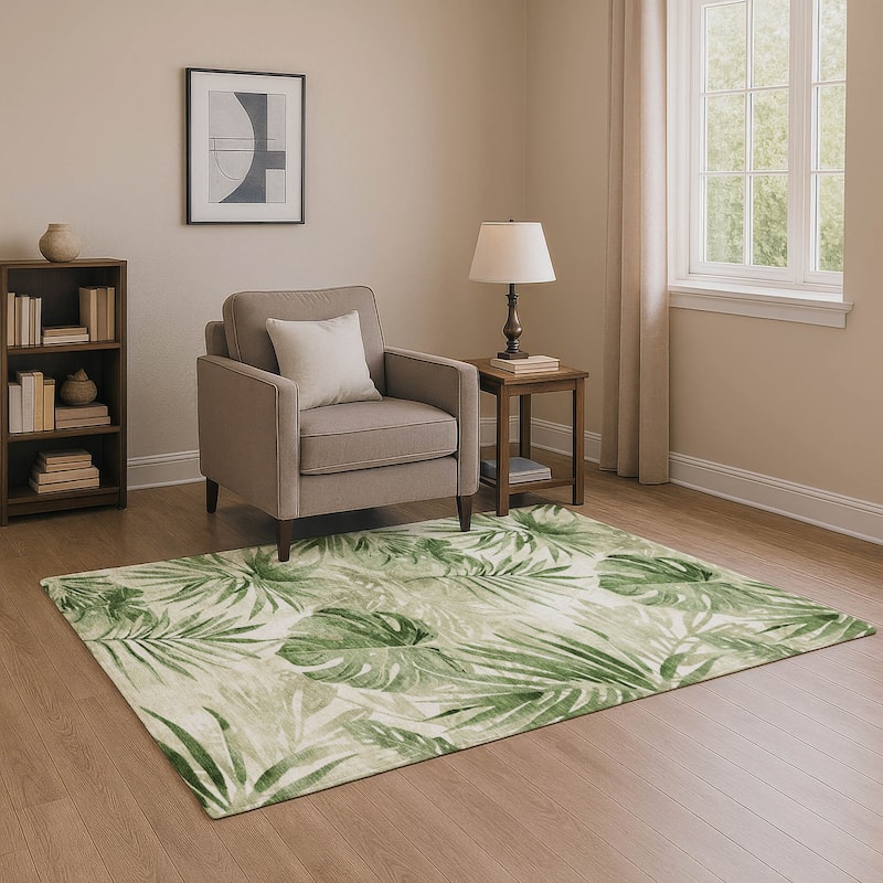 Premium Washable Super Soft Tropical Floral Mayfield Rug - Aloe - 3' x 5'