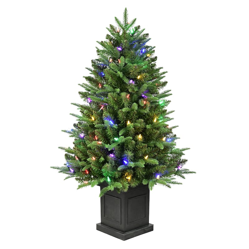Puleo International 40" Pre-Lit Fraser Fir Potted Tree with 100 Multi-Color LED Lights