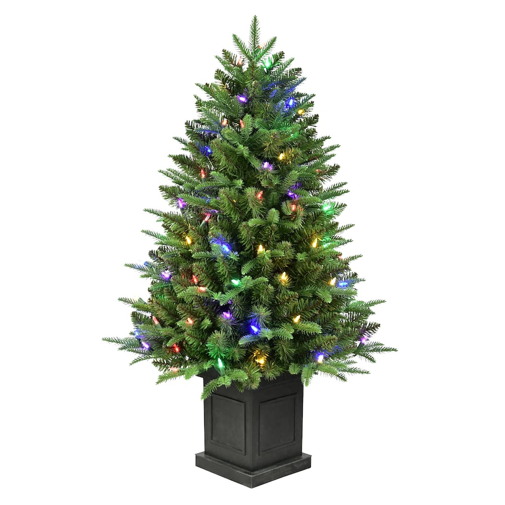 Puleo International 40" Pre-Lit Fraser Fir Potted Tree with 100 Multi-Color LED Lights