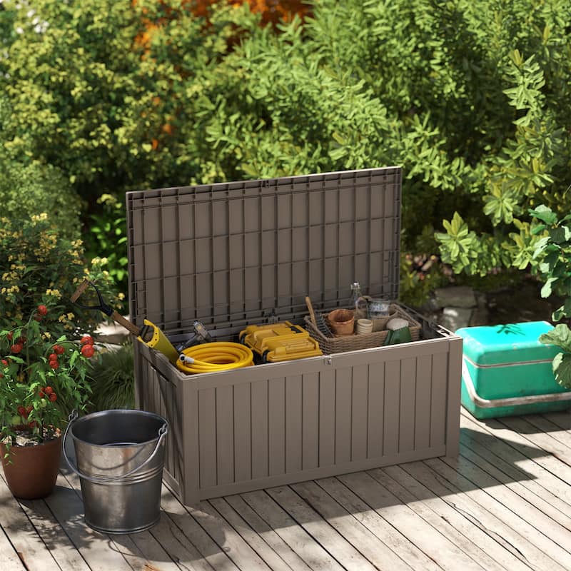 Outdoor Resin Deck Box Storage Shed for Garden,Patios,Backyards,Tools