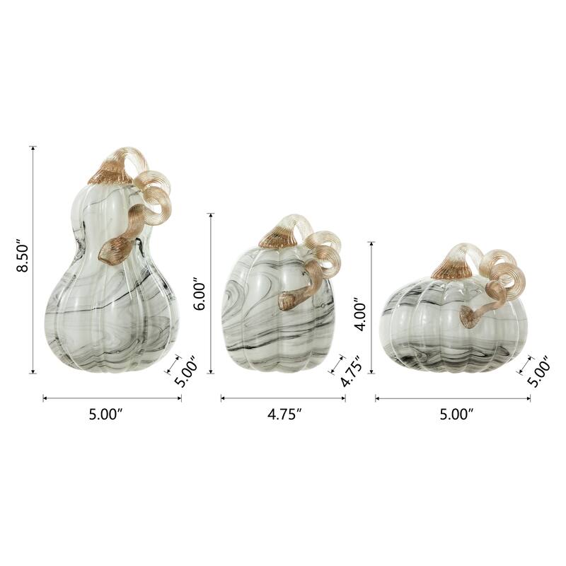Glitzhome Thanksgiving Handblown Glass Pumpkins Set Fall Harvest Table Centerpieces