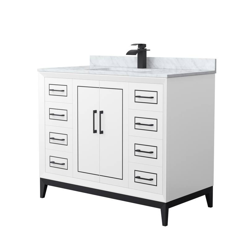 Wyndham Collection WCH515142S-NAT-UNSMXX Marlena 42" Free Standing - White / Matte Black Hardware