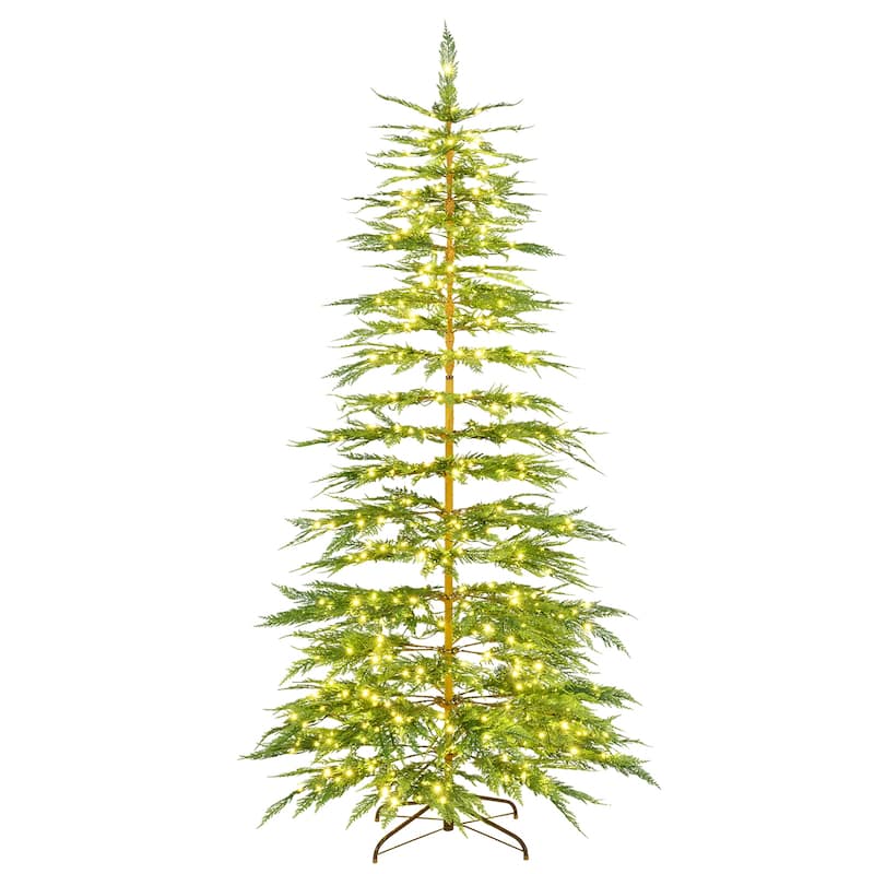 Costway 6.5 FT/7.5FT Pre-Lit Christmas Tree Hinged with 470/612 PE - 7.5 Foot