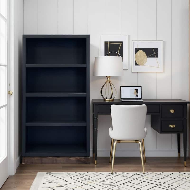 Bridgevine Home Nora Modular 60 inch High Bookshelf, No Assembly Required, Two-Tone Finish - Black and Whiskey