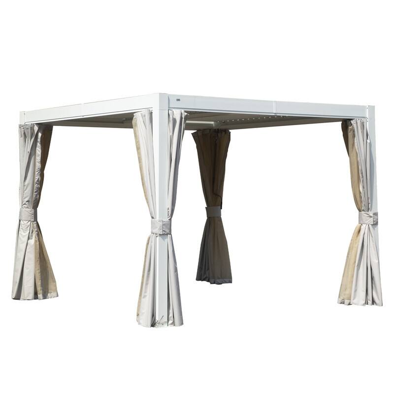 Domi Louvered Pergola 10' x 10', Aluminum Outdoor Pergola with Adjustable Louvers, Full Aluminum Frame, Built-in Gutter System - 10'×10' - White