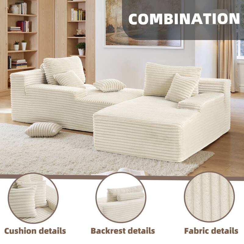 2 - Piece Upholstered Sectional Couch Sleeper Sofa L-Shape Chaise with Pillow