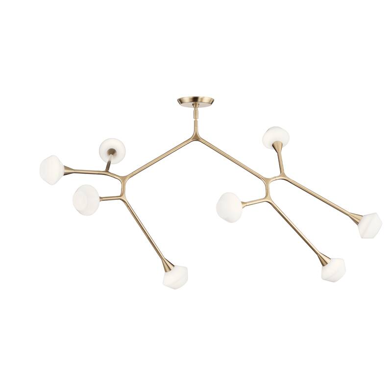 Cassius 61.25 Inch 8 Light Convertible Chandelier with Opal Glass in Champagne Bronze