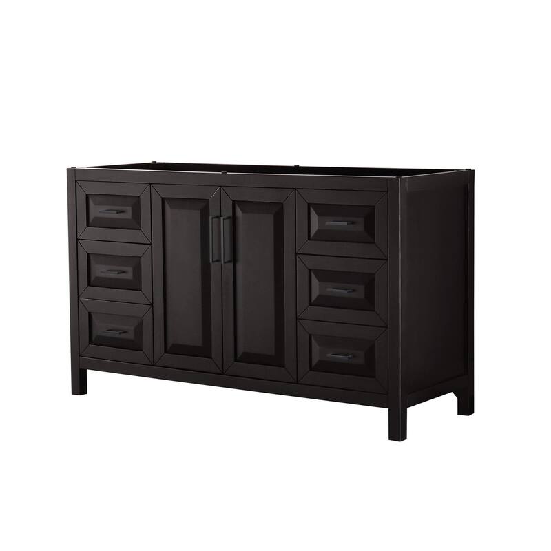 Wyndham Collection Daria 59" Single Free Standing Vanity Cabinet Only - Dark Espresso / Matte Black Hardware