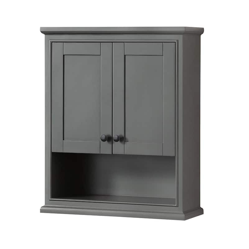 Wyndham Collection Deborah 30" Wood Wall Mounted Bathroom Cabinet - Dark Gray / Matte Black Hardware