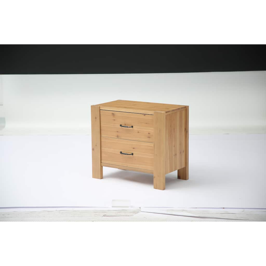 Solid Wood Nightstand with 2 Drawers