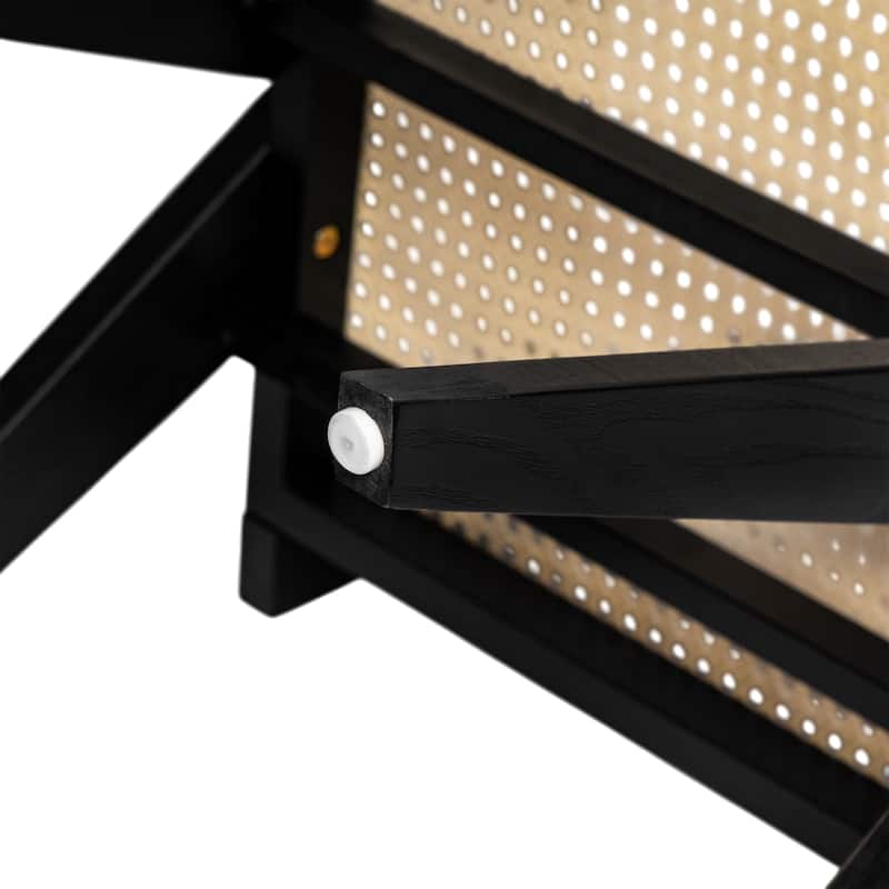 2-Piece Dining Room Arm Chairs Set with Square Rattan Backrest