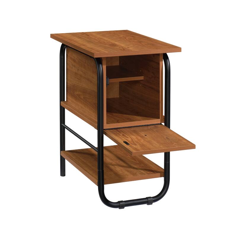 Wood Traditional Shaker Side Table with Concealed Storage, Natural Cherry - 15.51" L x 23.47" W x 25.98" H