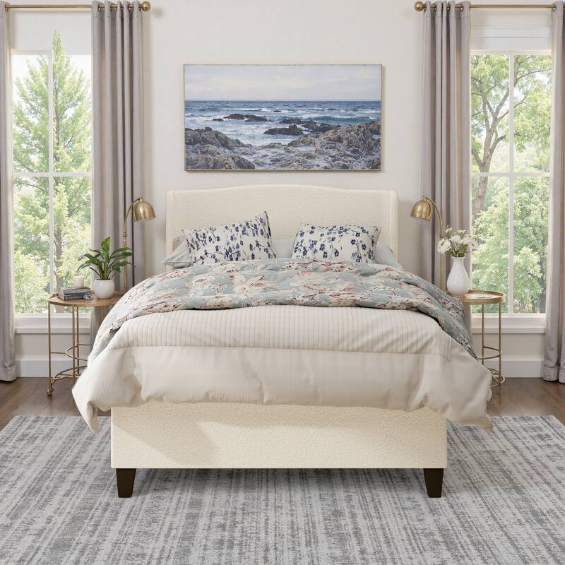 GDFStudio - Jane 49.21" High Back Upholstered Headboard Bed Frame with High Footboard