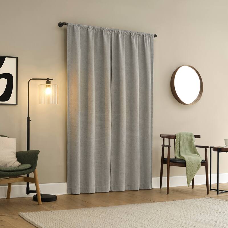 Sun Zero Prescott 2-Piece Herringbone Magnetic Closure Total Blackout Rod Pocket Curtain Panel Pair