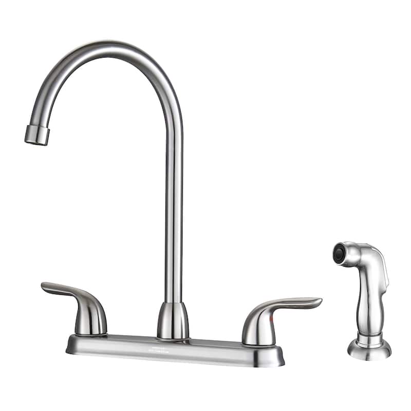 Kitchen Sink Faucet with Side Sprayer High Arch Two Handles Brushed Nickel Kitchen Faucet