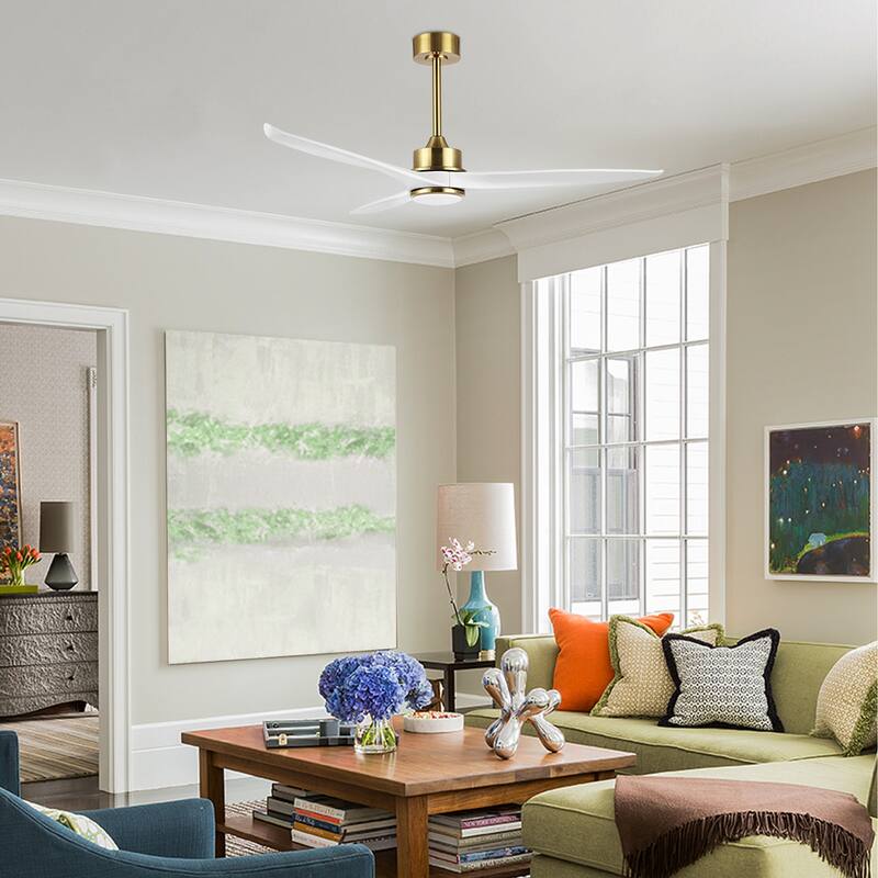 GetLedel 52-in Solid Wood Propeller LED Ceiling Fan with Remote and Light