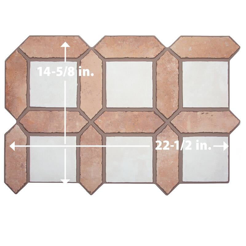 Merola Tile Picket Arenta Clay with White Square 14-5/8" x 22-1/2" Porcelain Floor and Wall Tile