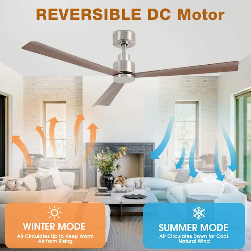 52" Matte Black Industrial Reversible DC Motor Ceiling Fan - 52" L x 52" W x 11.6" H